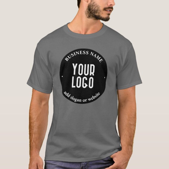 Camiseta Seu texto e logotipo carregado | Preto e Branco ed (Frente)