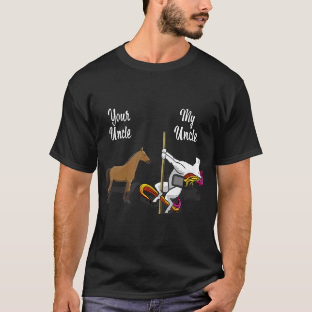 Camiseta seu tio meu tio unicorn amante do cavalo Engraçado (Frente)