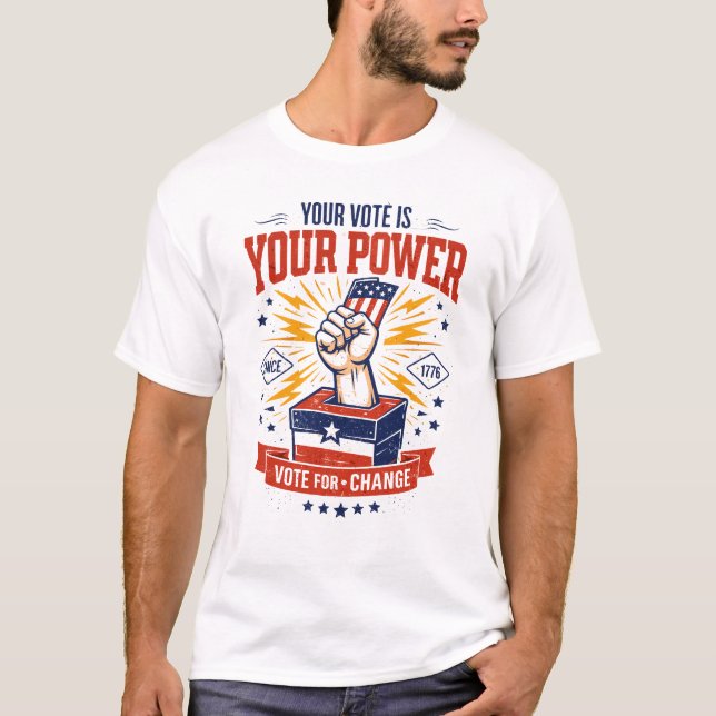 Camiseta Seu Voto É Seu Poder Design Patriótico (Frente)