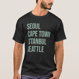 Camiseta Seul Cidade do Cabo Istambul Seattle Retro Souveni