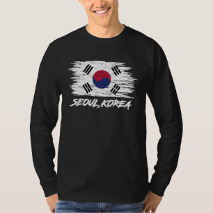Camiseta Seul Coreia Bandeira Retro Coreia do Sul País Fã K