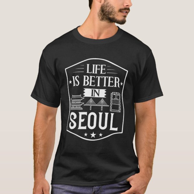 Camiseta Seul, Coreia do Sul, Cidade do Skyline, Viagem (Frente)