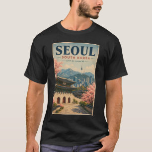 Camiseta Seul Coreia do Sul Ilustração Viagem Arte Vintage