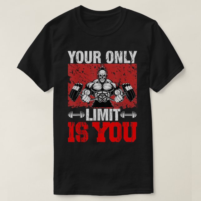 Camiseta Seus Limites São Seu Engraçado Gym E Malhação Moti (Frente do Design)