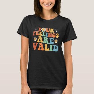 Camiseta Seus Sentimentos São Válidos Fofo Retro Saúde Ment