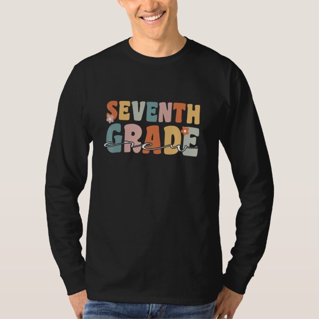 Camiseta Seventh Grade Crew Student Teacher Groovy Retro Sc (Frente)