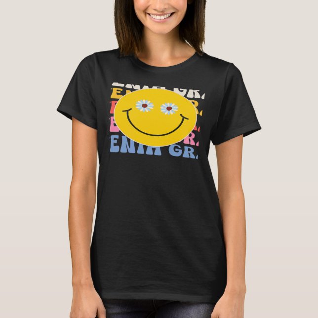 Camiseta Seventh Grade Smile Groovy Back To School 7th Grad (Frente)