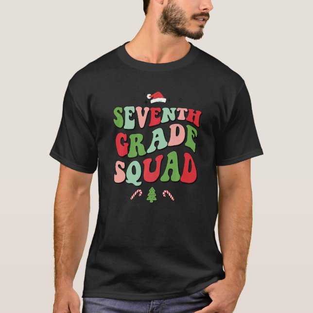 Camiseta Seventh Grade Squad Xmas Groovy Family Christmas P (Frente)