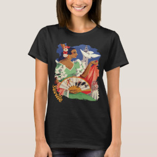 Camiseta Sevilha Espanha Dançarina de Flamenco Vermelho Via