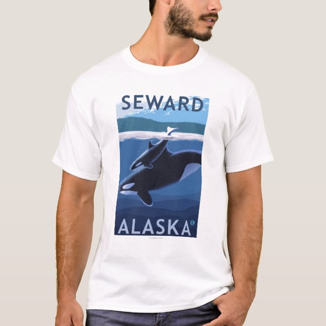 Camiseta Seward, AlaskaOrca e cena da vitela (Frente)