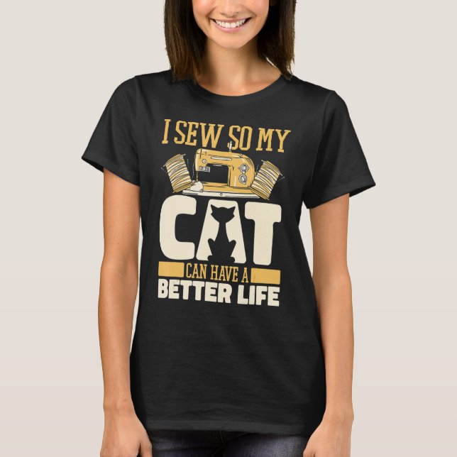Camiseta Sewing Cat Sewer Machine Seamstress Handcraft Se (Frente)