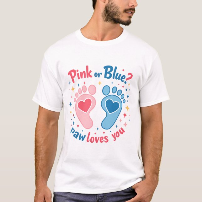 Camiseta Sexo Bebê Rosa ou Azul Revela T-Shirt (Frente)