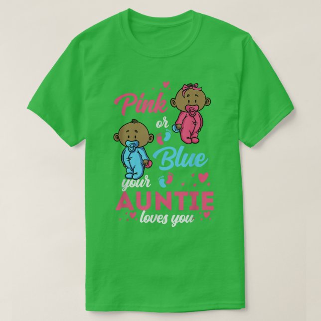 Camiseta Sexo Cor-De-Rosa Ou Azul Revelação Para Tia (Frente do Design)