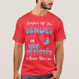 Camiseta Sexo De Bebê Revela Chá Rosa Ou Azul Irmã Maior