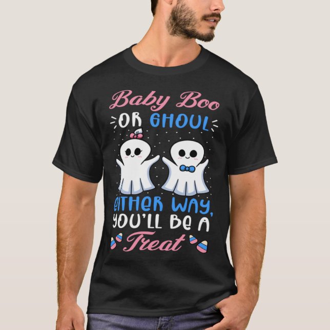 Camiseta Sexo Halloween Reveal Baby Boo Ou Ghoul Baby Sho (Frente)