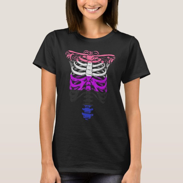 Camiseta Sexo Omnisexual Esqueleto De Fluido Ribcage LGBTQ  (Frente)