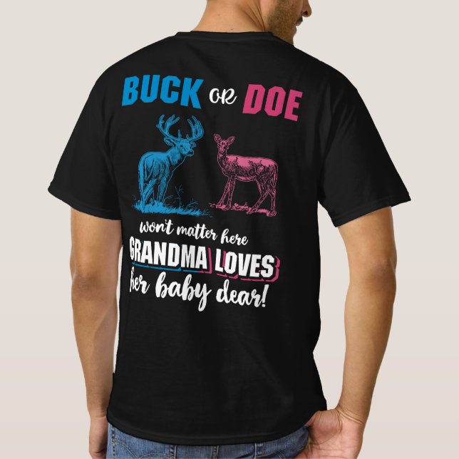 Camiseta Sexo Reveal Buck ou Doce Party Avó (Verso)