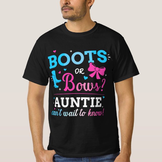 Camiseta Sexo revela botas ou arcos tia combinando bebê p (Frente)
