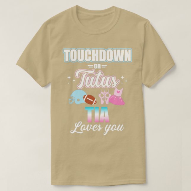 Camiseta Sexo revela touchdowns ou tutus tia correspondente (Frente do Design)
