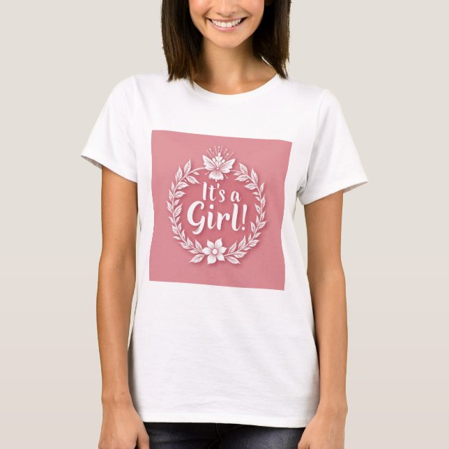 Camiseta Sexo rosa encantador Revela logotipo para meninas (Frente)