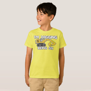 Camiseta Sexta Aniversário da Criança, estou cavando.