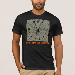 Camiseta Sexta-feira feliz a 13a! Face do relógio da aranh