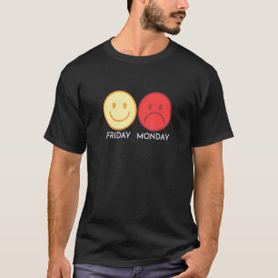 Camiseta Sexta-feira Feliz Rosto Triste Mente Para Baixo Ód