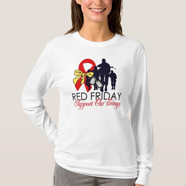 Camiseta Sexta-feira vermelha - apoie nossas tropas (Frente)