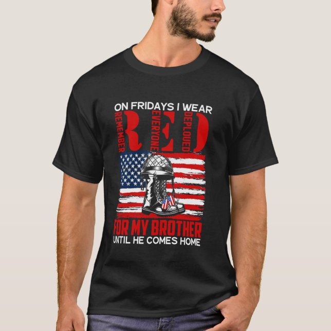Camiseta Sexta-Feira VERMELHA Para O Meu Irmão Militar Vete (Frente)