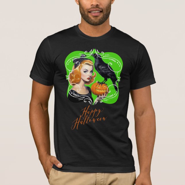 Camiseta Sexy Halloween Girl e Raven (Frente)