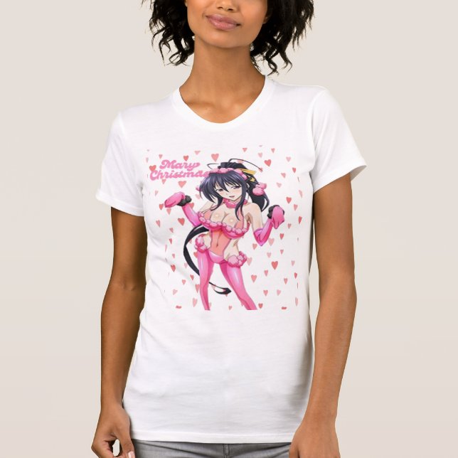 Camiseta Sexy Santa Marry Cristmas Pink Heart Anime Diva (Frente)