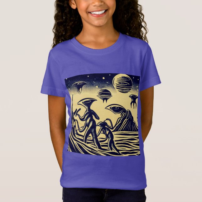 Camiseta SF - Aliens Em Um Pavimento Estranho 1 (Frente)