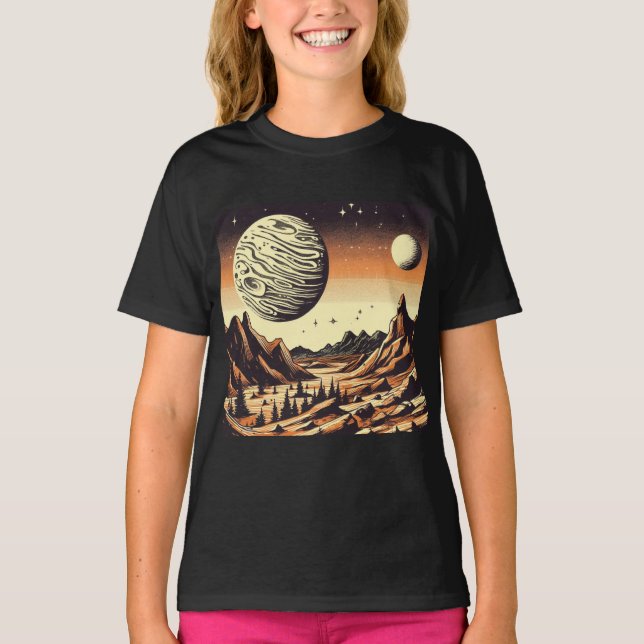 Camiseta SF Mars Landscape Woodcut 1 (Frente)