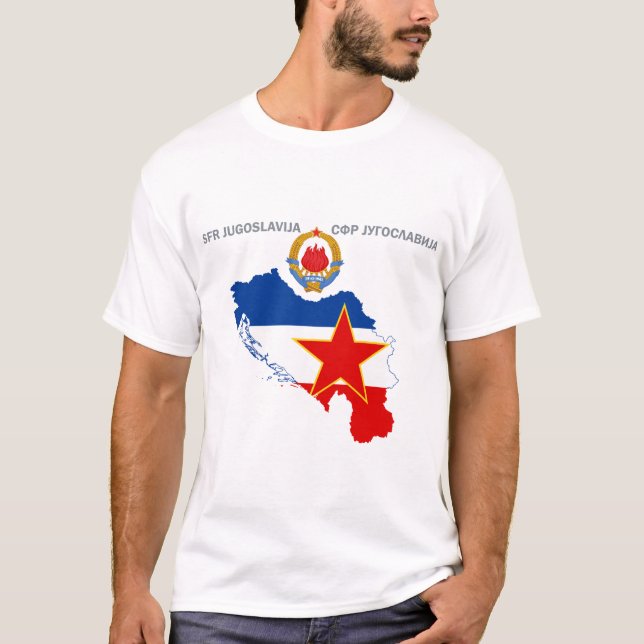 Camiseta SFR Jugoslávia - Mapa - Emblem - Sinalizador (Frente)