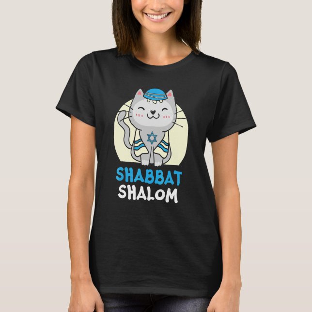 Camiseta Shabbat Shalom Cat   Holy Day Judaism Yom Kippur (Frente)