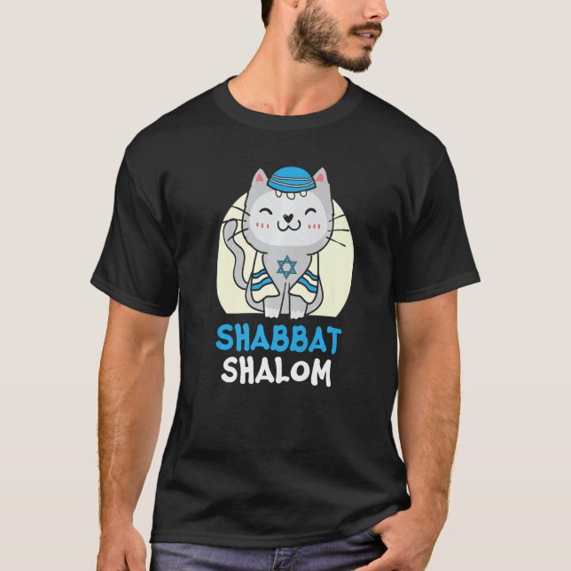 Camiseta Shabbat Shalom Cat Judaísmo Yom Kippur (Frente)