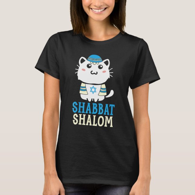 Camiseta Shabbat Shalom Cat Judaísmo Yom Kippur 1 (Frente)