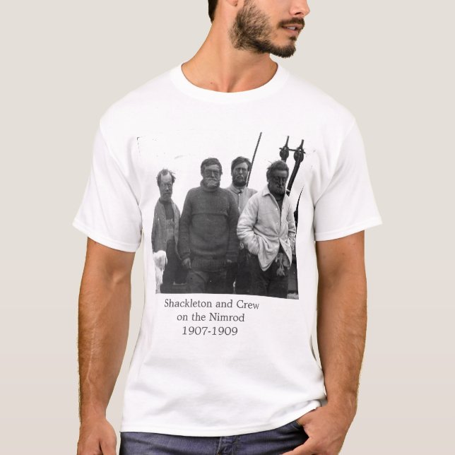 Camiseta Shackleton e grupo na imagem antárctica do Nimrod (Frente)