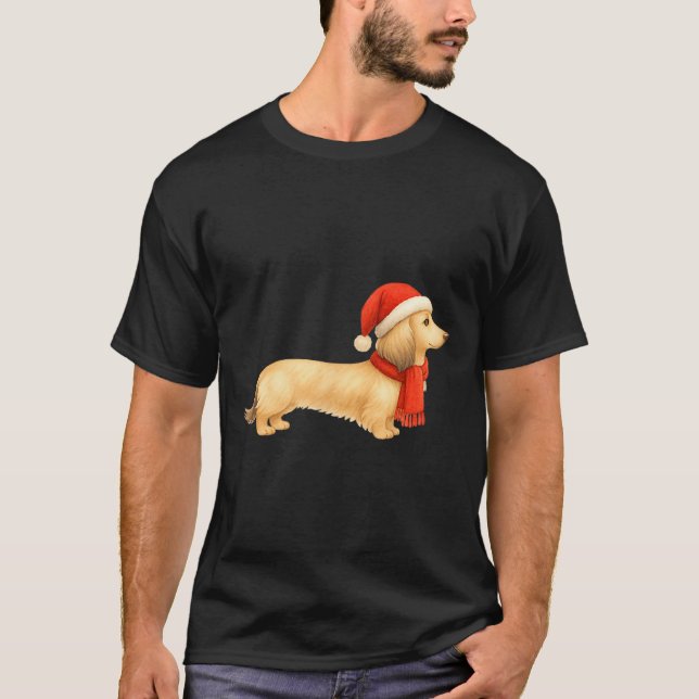 Camiseta Shaded Cream Christmas Dachshund Dog Mom Funny Cut (Frente)