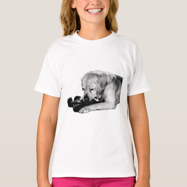 Camiseta Shadow Play - Labrador com Urso (Frente)