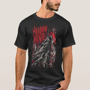 Camiseta SHADOW WALKER — Figura Sombria Gótica Carmesim