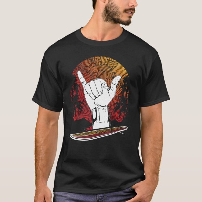 Camiseta Shaka - Sinal havaiano de Surf de surfe ganha a mã (Frente)