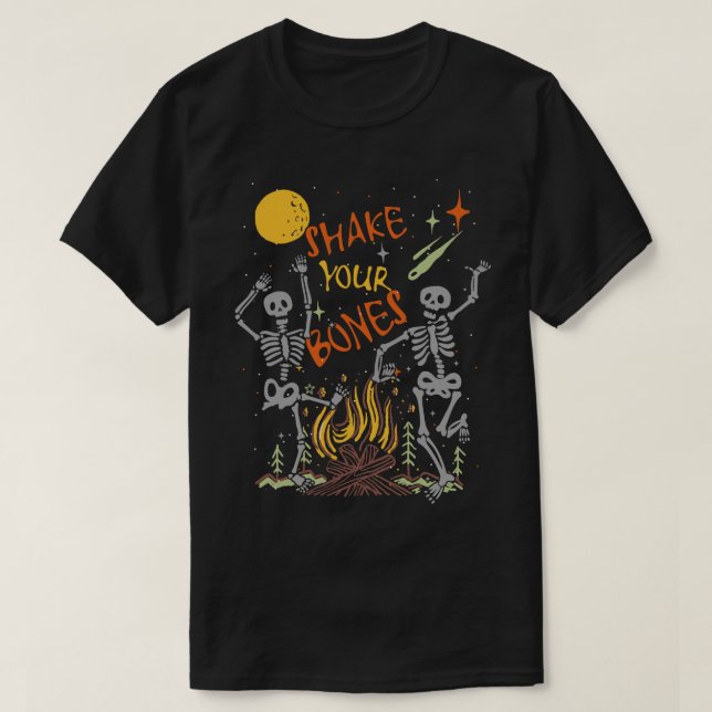 Camiseta Shake Your Bones Music Festival Jam Halloween Show (Frente do Design)