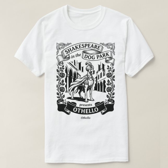 Camiseta Shakespeare no Parque dos Cães - Otelo - Grande Da (Frente do Design)