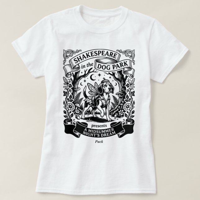 Camiseta Shakespeare no Parque dos Cães - Puck - Beagle (Frente do Design)