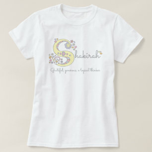 Camiseta Shakirah garotas Nome e significado de t-shirt mon