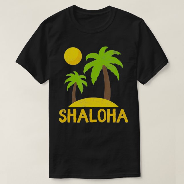 Camiseta Shaloha Aloha Hawaii judeu havaiano Kosher Shabba (Frente do Design)