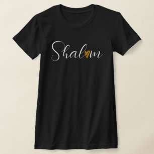 Camiseta Shalom em T-Shirt Judia Preto de Tipo Branco Cursi