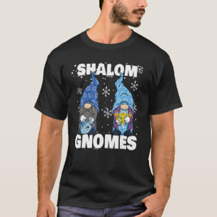 Camiseta Shalom Gnomos Judeu Hanukkah Menorah Dreidel Wome