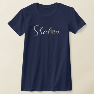 Camiseta Shalom Manuscrito Cursivo T-Shirt Judaico